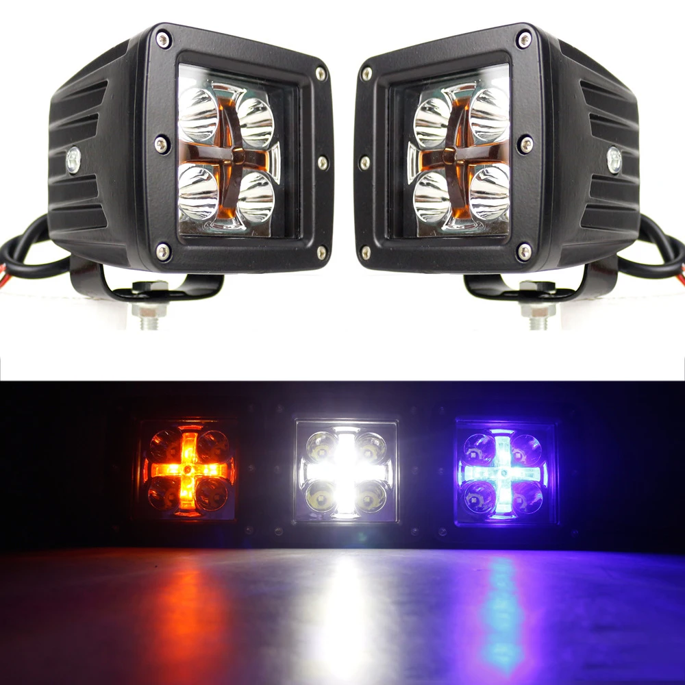 

Motorcycle Driving Lights Led Work Light Bar Square Spotlight For 4x4 Offroad Tractors Car Fog Lamp 3 Inch White/Amber/Blue