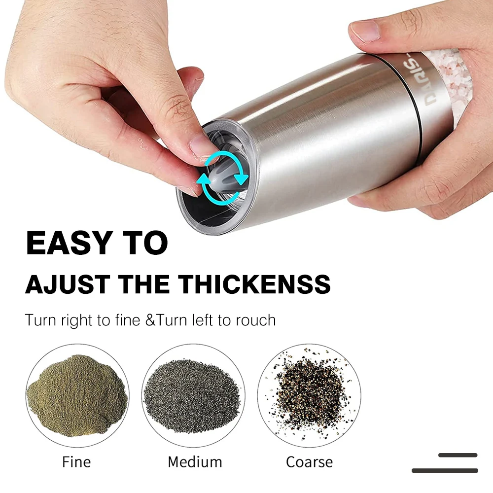 Gravity Electric Salt Pepper Grinder Set Automatic Salt and Pepper Mill Grinders With LED Light Stainless Steel Operated Grinder