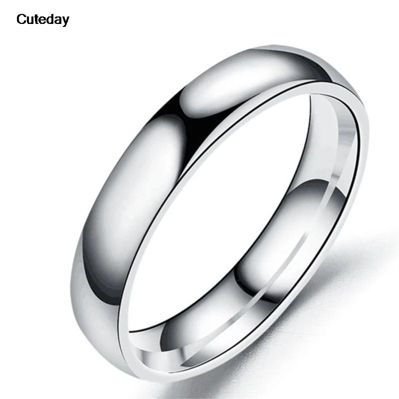 2023 New Fashion Simple Smooth Stainless Steel Ring for Women and Men Classic Gold Color Couple Rings Wedding Engagement Jewelry 5