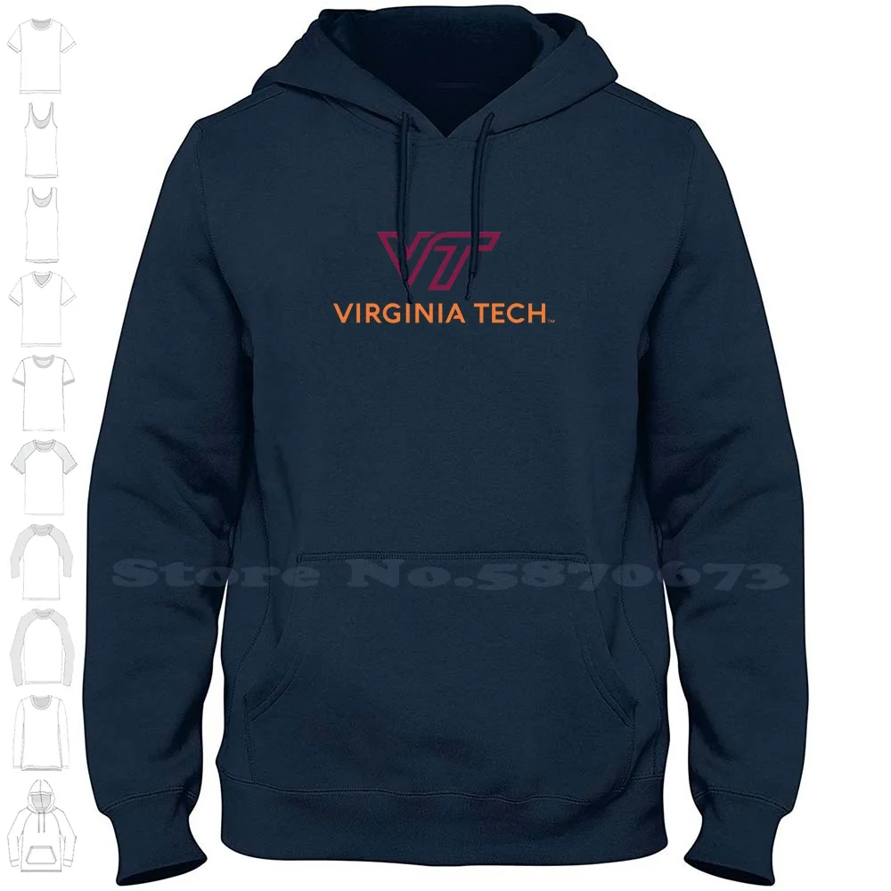 

Virginia Tech Logo Unisex Clothing 100% Cotton Sweatshirt Printed Brand Logo Graphic Hoodie