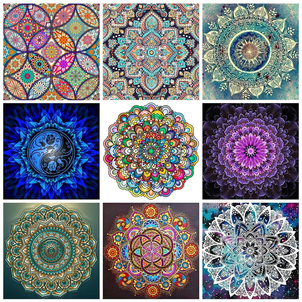 HUACAN 5d Diy Diamond Painting Mandala Diamond Embroidery Cross Stitch Flower Pictures Of Rhinestones Mosaic Decortion