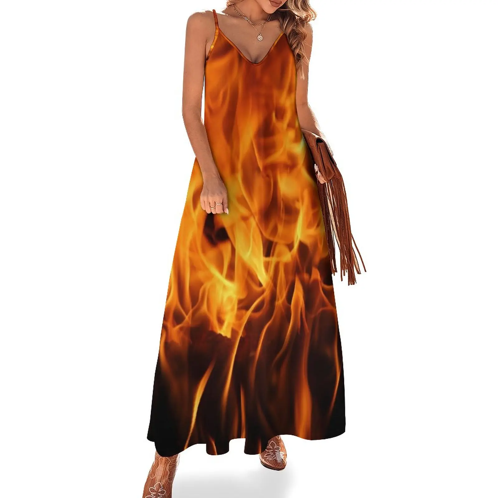 

Fire flames Sleeveless Dress dress korean style summer dress women 2023