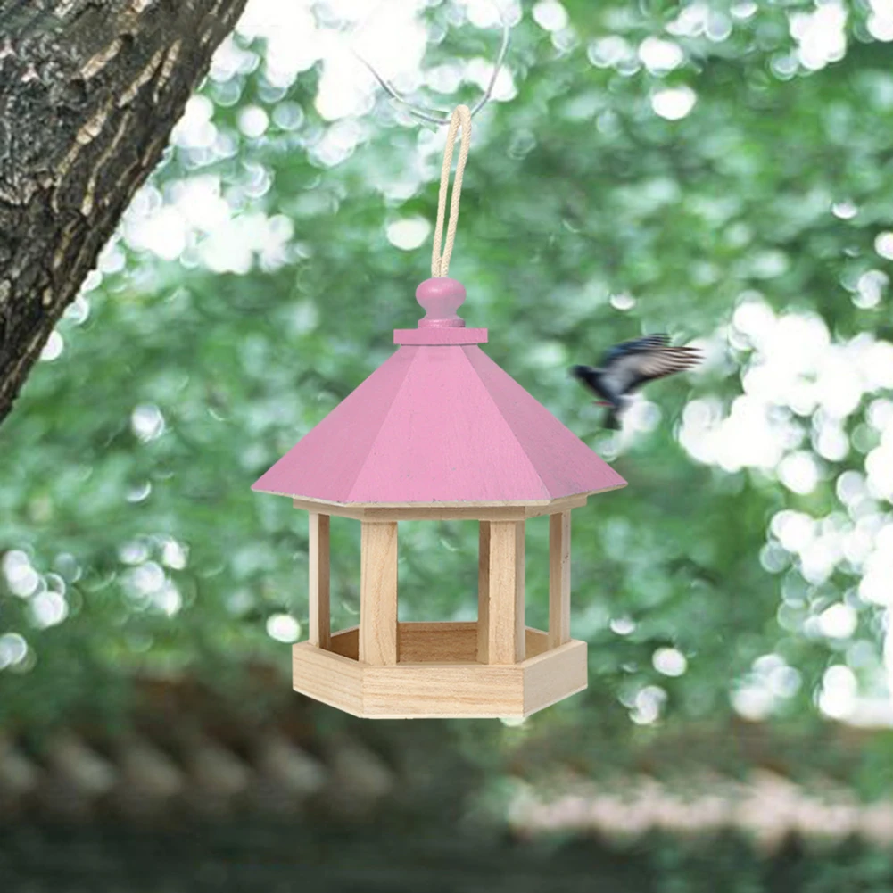 Bird Feeder Parrot Cage Wooden Seeds Food Container Birdhouse Storage Container Water Dispenser for Garden Villa Decoration for Bird Feeder Bird Supplies