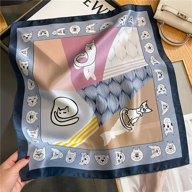 

Design Hair Ribbon Square 100% Real Silk Scarf Women Small Luxury Brand Handkerchiefs Headband Neckerchief Female Bandana 2022