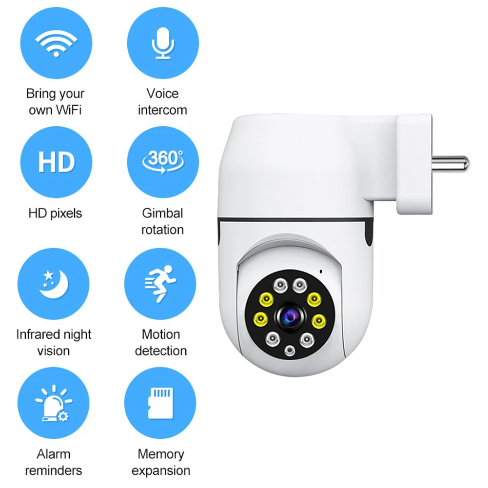 2.4G 와이파이 야간 투시경 베이비 모니터, 2MP 1080P HD 양방향 오디오 IP 카메라, EU 플러그