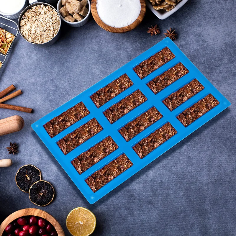 2 Pezzi Stampo in Silicone per Barrette Energetiche Con 8 Griglie, Stampo Rettangolare per Dolci, Cereali, Cioccolato, Torte