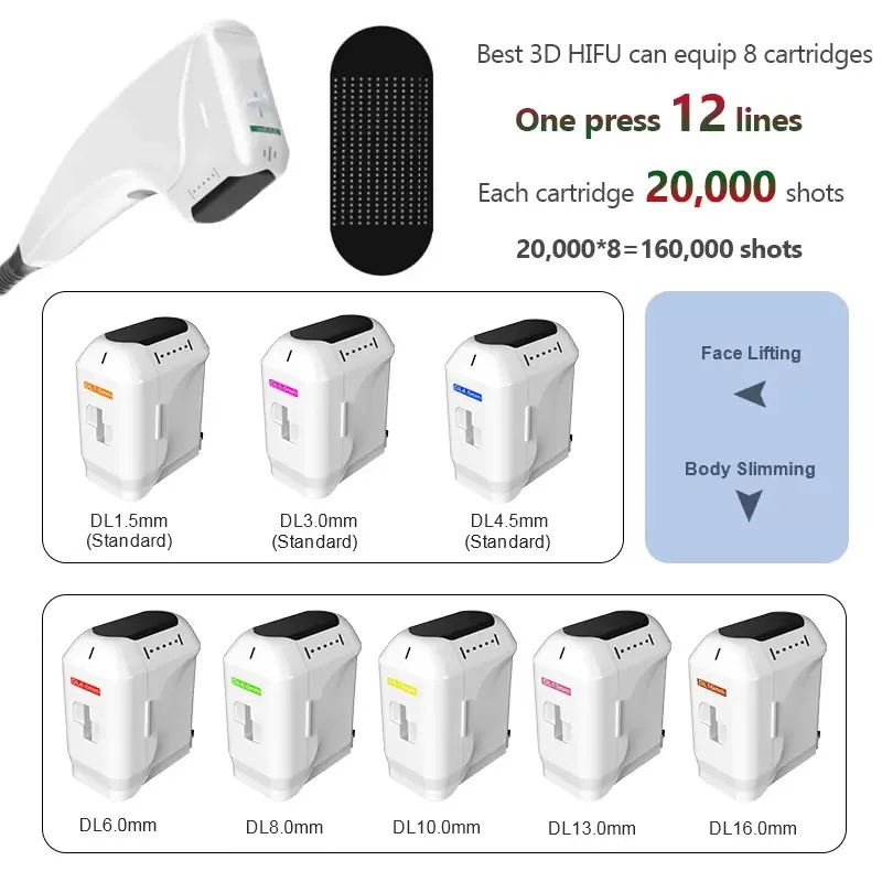 페이셜 리프팅 스킨 타이트닝 기계, 2D, 6D, 7D, 1.5mm, 3.0mm, 4.5mm 카트리지, 리포소닉 뷰티 기계 액세서리