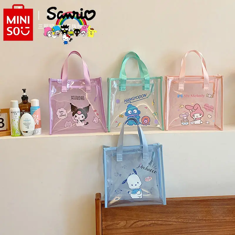 Miniso Sanrio 2024 New Women's Handbag Fashionable High Quality Transparent Shoulder Bag Cartoon Large Capacity Shopping Bag