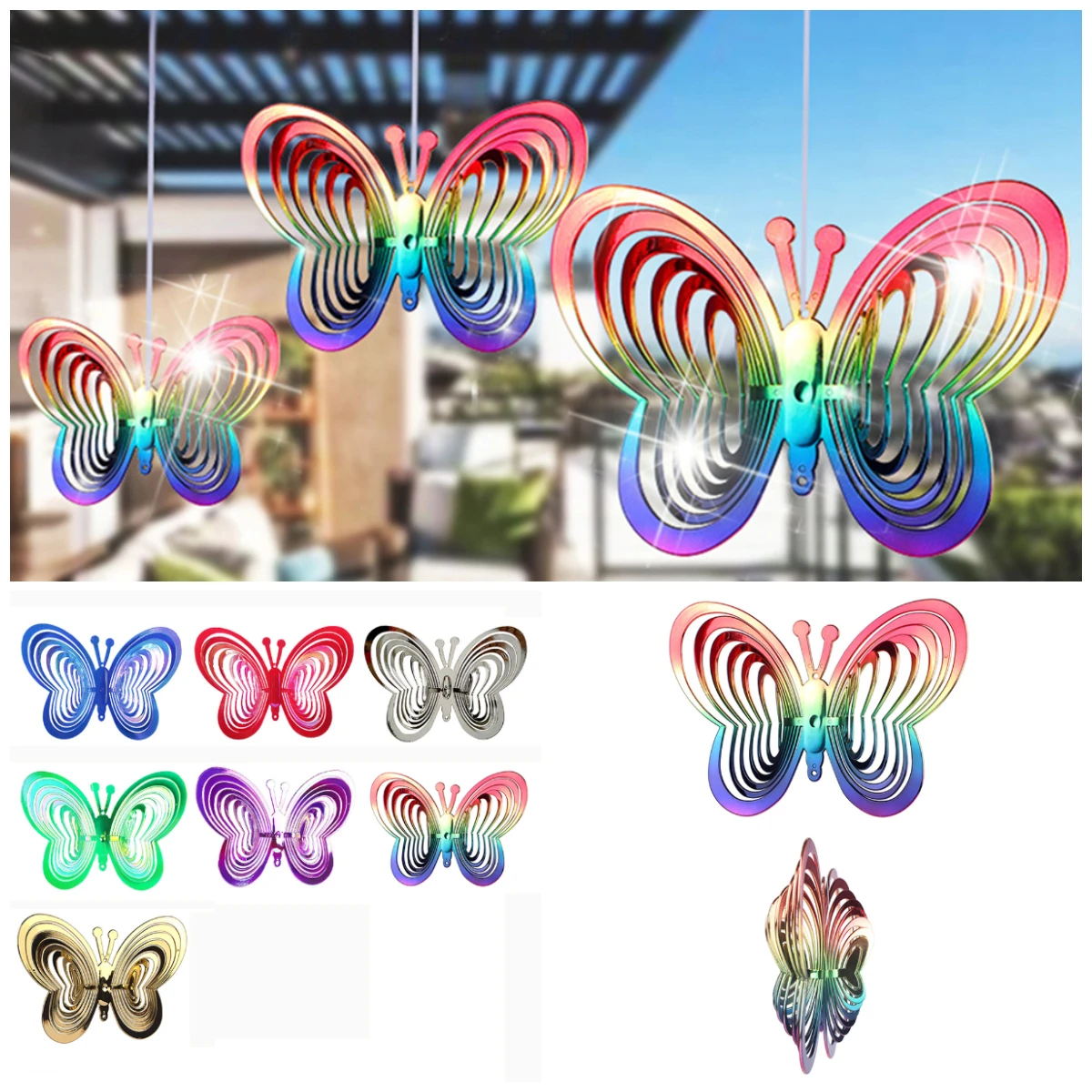 Wind Catcher Garden Decoration Garden Hanging Ornament Windmill Decor Reflective Butterfly Butterfly Windmill