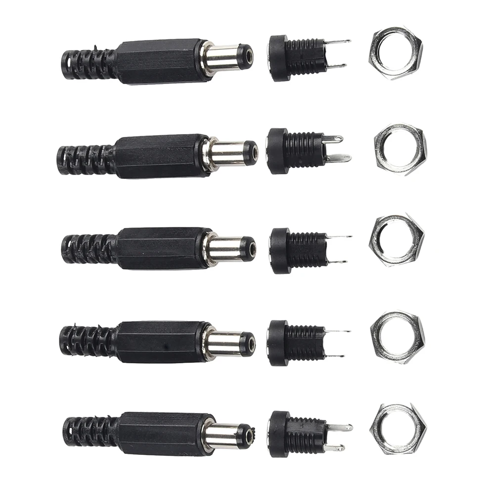 5쌍 DC 전원 커넥터 남성 여성 12V 소켓 패널 마운트 5 5x2 1mm LED 조..