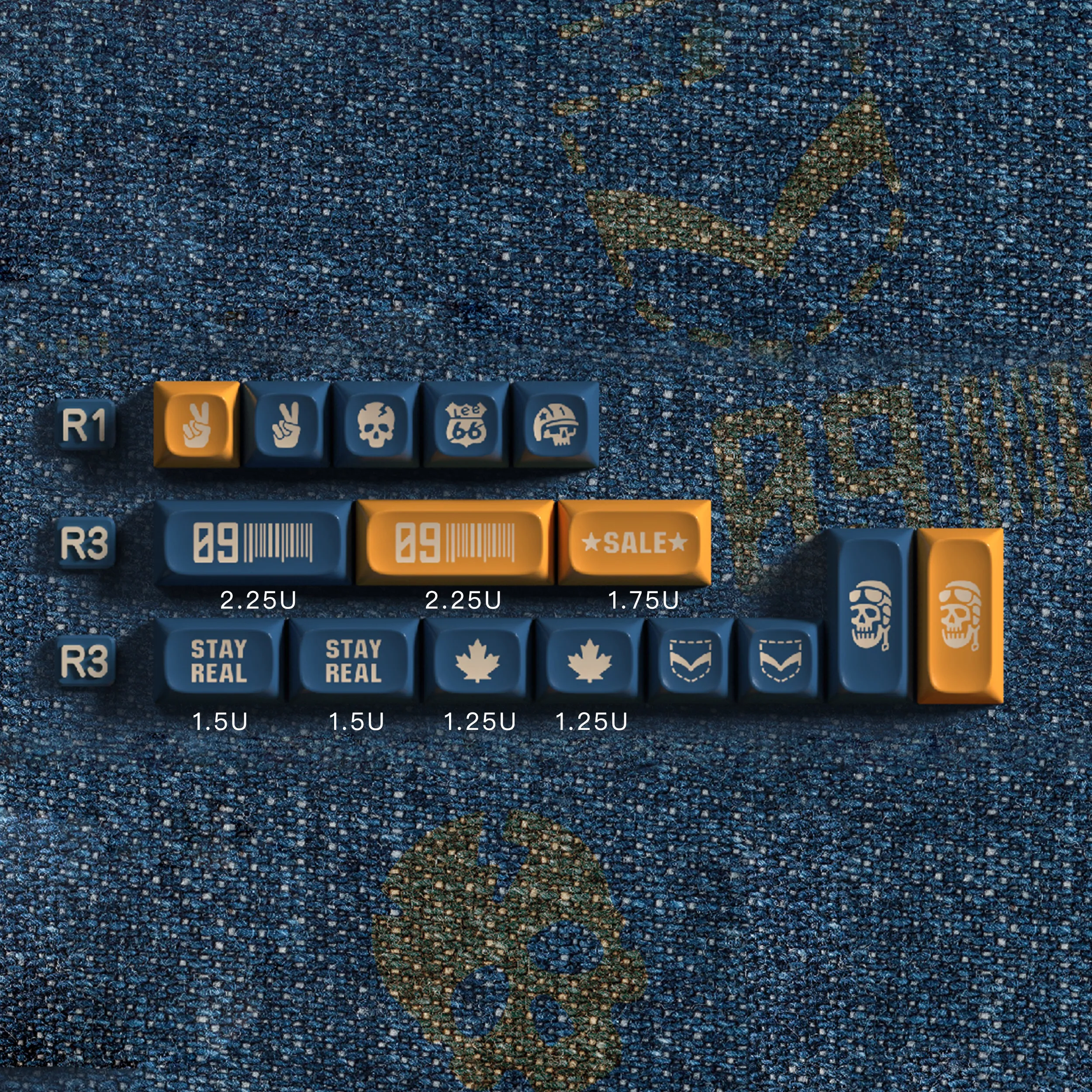 아동용 키캡 세트, 청바지, PGA 프로필, ABS 소재