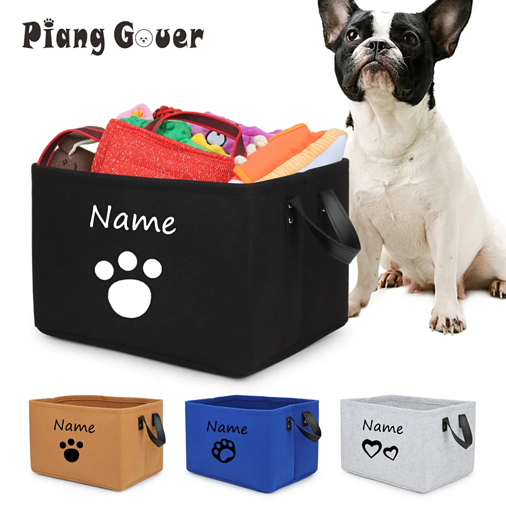 Personalized Pet Toy Storage Basket Felt Cat Dog Toys Storage Box