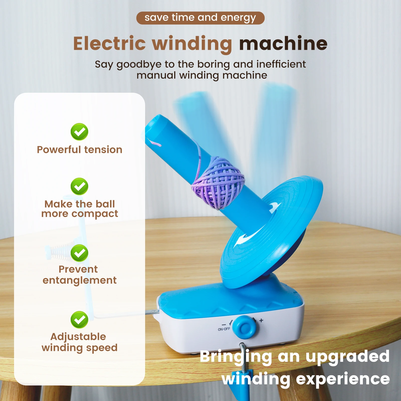 Electric Yarn Winder Adjustable Yarn Ball Winder Large Capacity Cake with Stepless Speed Automatic