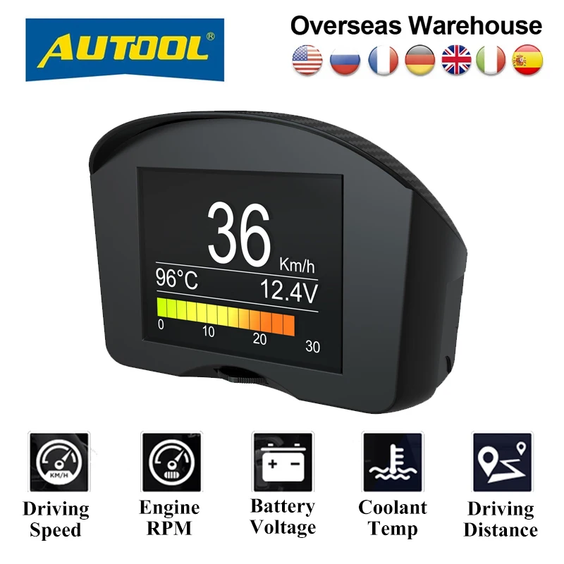 AUTOOL X50Plus Car OBD II HUD Meter Digital Water Temperature Monitor Fault Detection Fuel Pressure Display Speedmeter Voltmeter