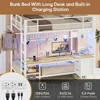 Full Over Twin Size Bunk Bed with Desk and Led Lights Storage Shelves and Drawers for Teen & Adults,Safety Guard Ladder Bunk Bed 4