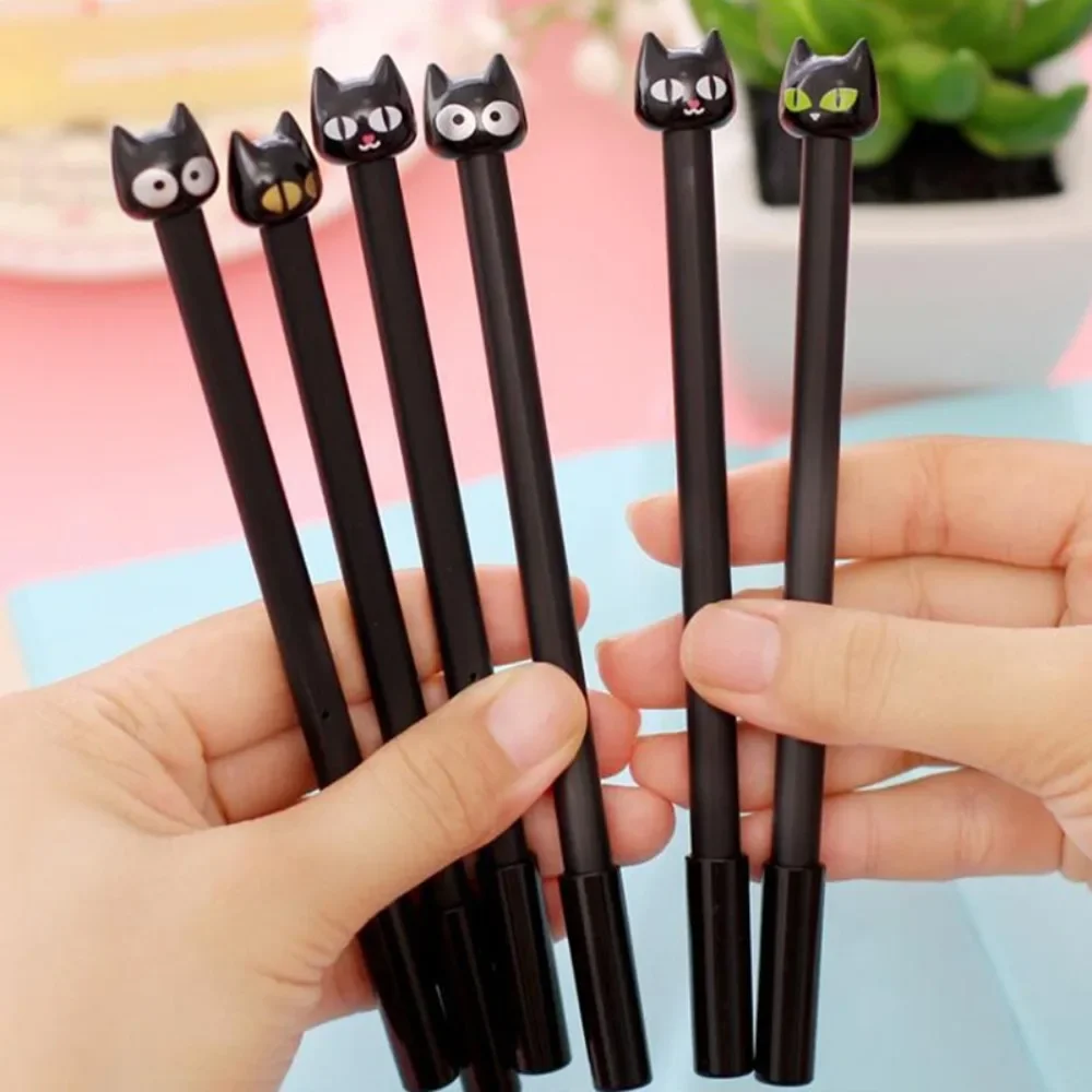 24 Pcs Wholesale Cute Kawaii Black Cat Gel Pen Writing Stationery School Office Supply 0.5mm Back To School