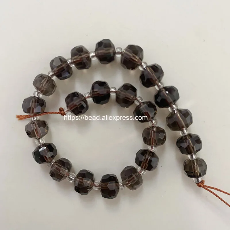 

Semi-precious Stone Diamond Cuts Faceted Rondelle Smoky Quartz 7" Loose Beads Size 8x6mm For Jewelry Making