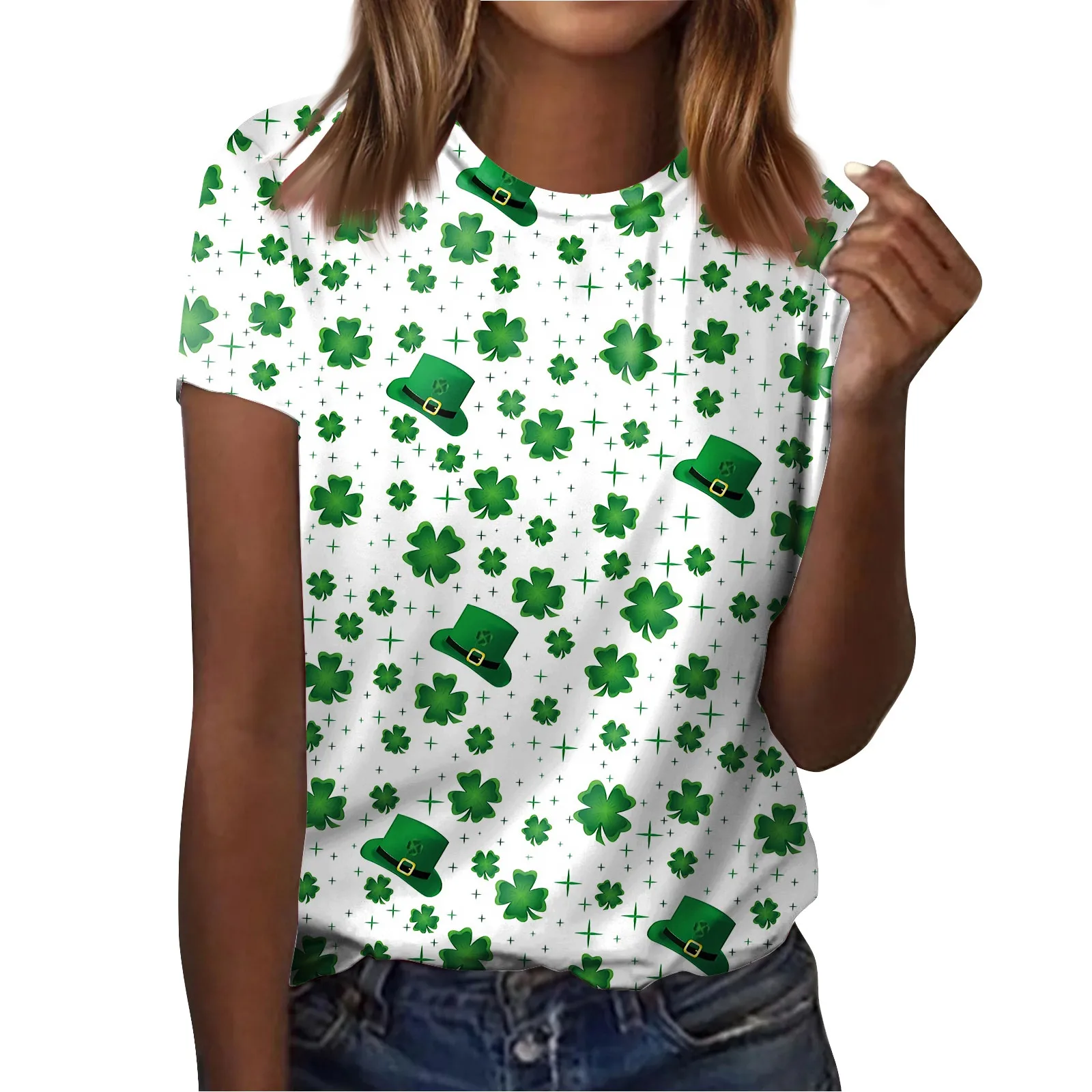 

Women'S Fashion Casual Short Sleeve St Patrick'S Day Print Round Neck Top Ropa De Mujer Roupas Feminina футболка женская New