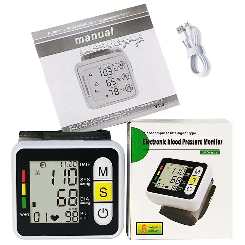 Automatic Tonometer Wrist Blood Pressure Monitor Sphygmomanometer PR LCD Screen Medical Digital Heart Rate Pulse Meter Measure blood pressure monitor,blood pressure meter
