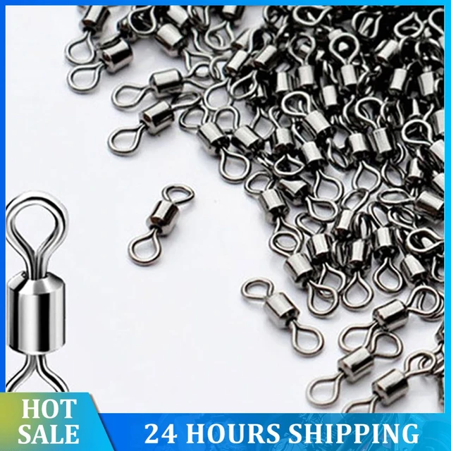 100PCS Fishing Connector Swivel Fishing Hooks Line Connectors Stainless  Steel Ball Bearing Swivel Solid Rings Fishing Tackle - AliExpress