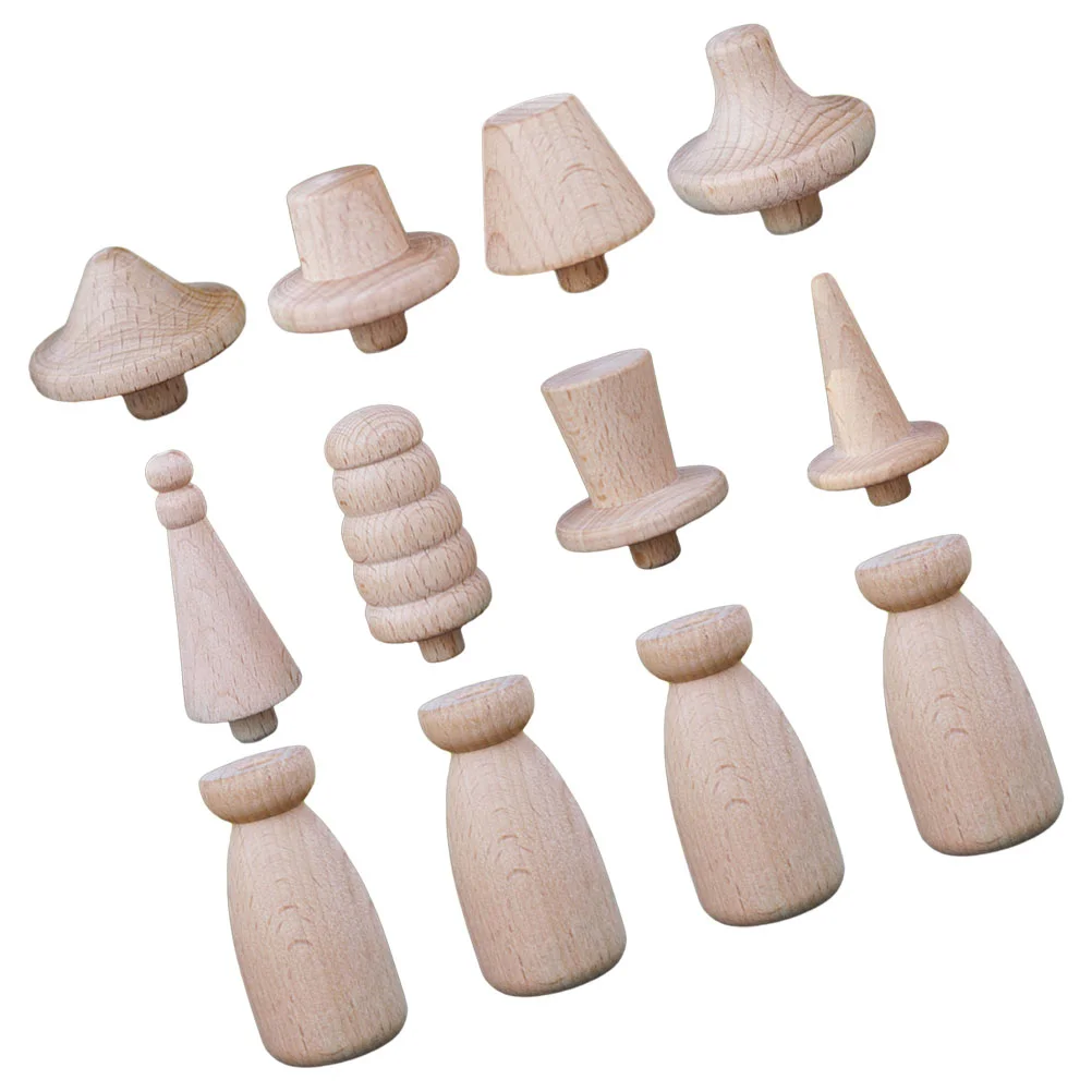 

1 Set Peg Dolls Wooden Crafts DIY Painting Crafts Unfinished DIY Wood Peg Dolls