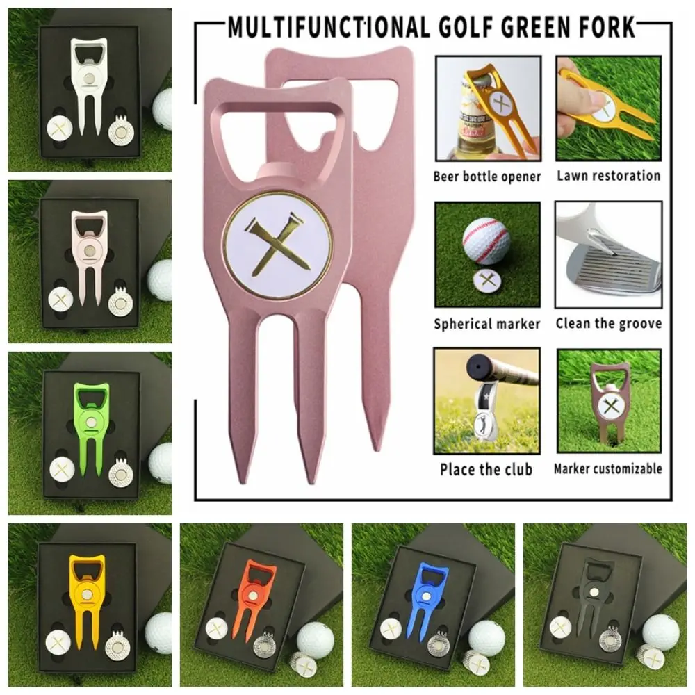 

Green Fork Green Fork Marker Set Detachable Golf Cap Clip Golf Ball Marker Hat Clips Metal Creative Golf Ball Fork Hat Clips