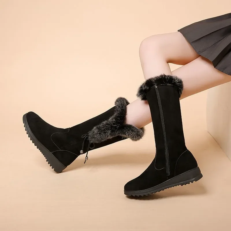Winter Women's Snow Boots Fashion Keep Warm Plus Velvet Knee High Boots For Women Casual Chunky Heel Platform Shoes women knee boots