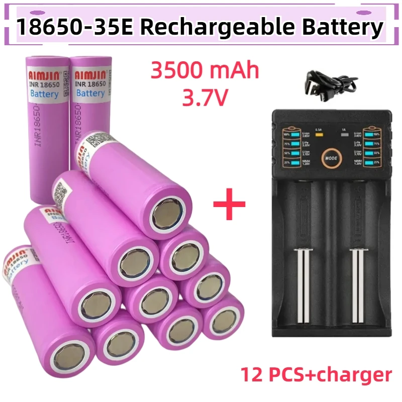 Batteria 3.7V 3500Mah 18650 Per Samsung 35E Inr 18650 20A Batteria Al Litio Lon Sostituzione Batteria Esterna + Caricabatterie