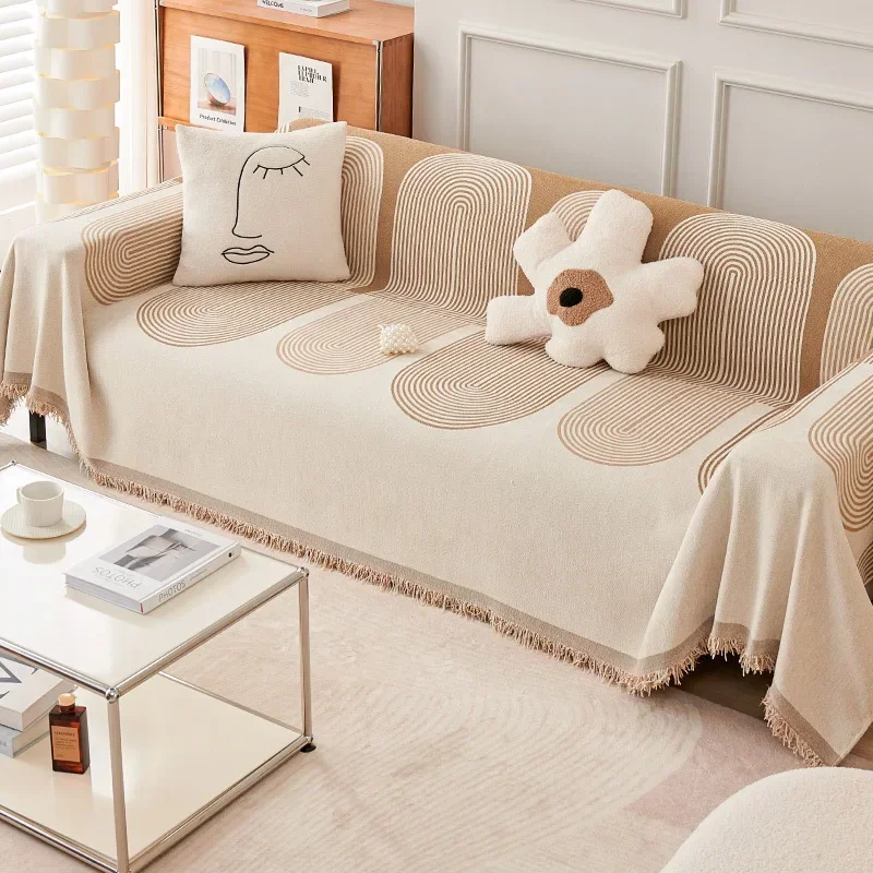 Customizable Sofa Throw Blankets Outdoor Camping Picnic Large Blanket Leisure Relax Beach Towel white Travel Rug Tassels Linen 2