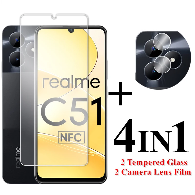 Для Realme C51 стекло Realme C51 4G закаленное стекло 6,74 дюйма прозрачная полная протектор экрана с клеем для Realme C51 пленка для объектива стекло для realme c51 для realme c51 c53 c55 c30 c31 c35 закаленное стекло прозрачная защита экрана для realme c51 пленка для объектива