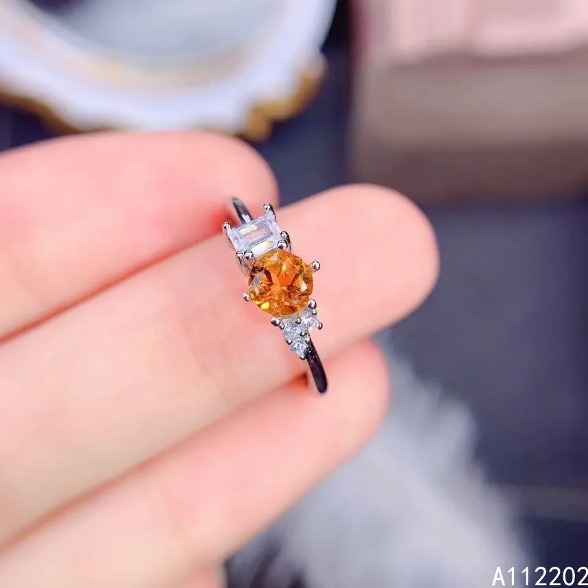 

Vintage Classic Natural Citrine Ring 925 Sterling Silver Inlaid Women's Yellow Gemstone Ring Bridal Wedding Party Jewelry Gift