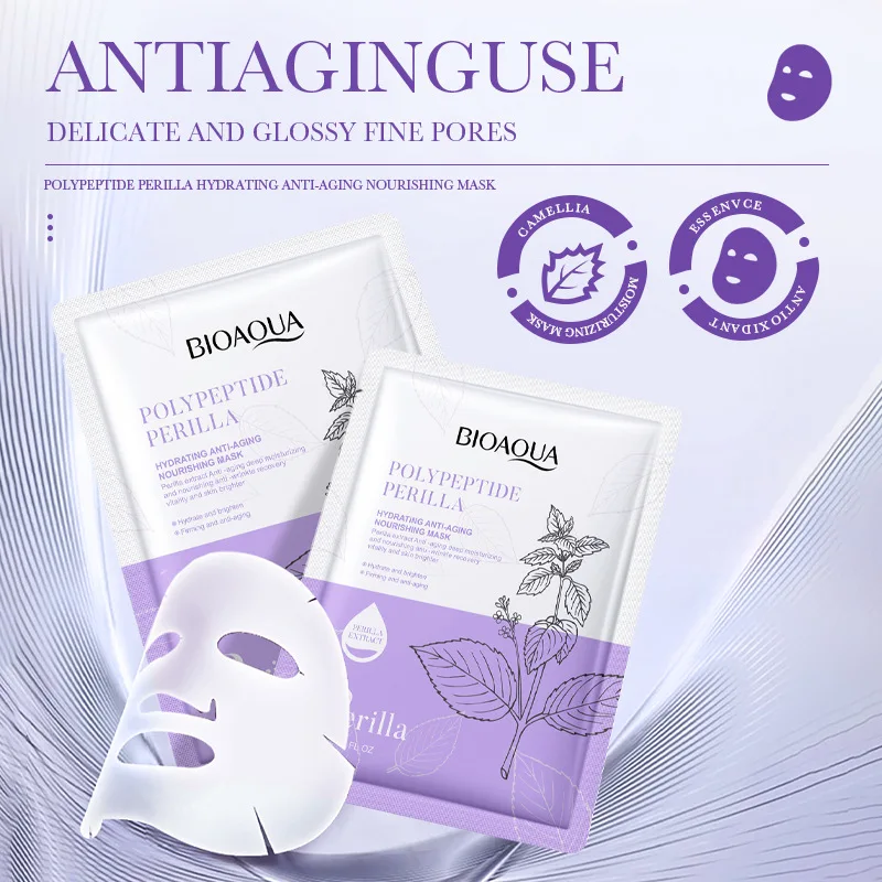 10pcs Polypeptide Perilla Hydrating Anti-Aging Nourishing Mask Moisturizing Oil Control Shrink Pores Anti Aging Face Skin Care 4 10pcs Polypeptide Perilla Hydrating Anti-Aging Nourishing Mask Moisturizing Oil Control Shrink Pores Anti Aging Face Skin Care - Image 4