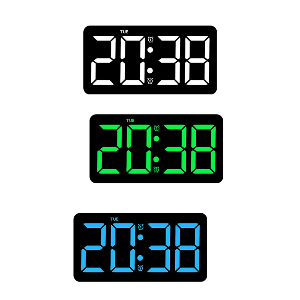 Digital Wall Clock LED Screen With Remote Control Temperature Humidity Display 10.5"
