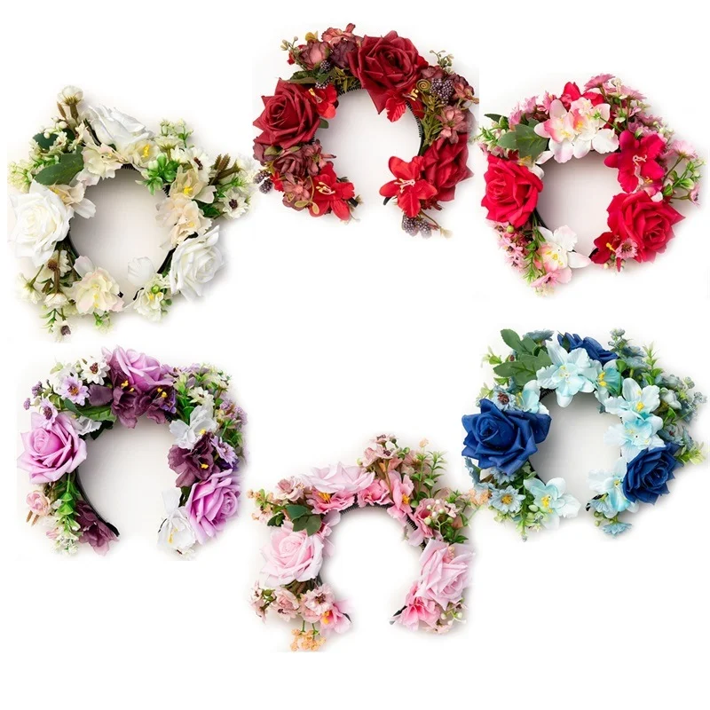 Zan Flower Handmade Garland Ornament High Appearance Artificial Flower Headwear Ideal Photography Accessory For Women's Travel
