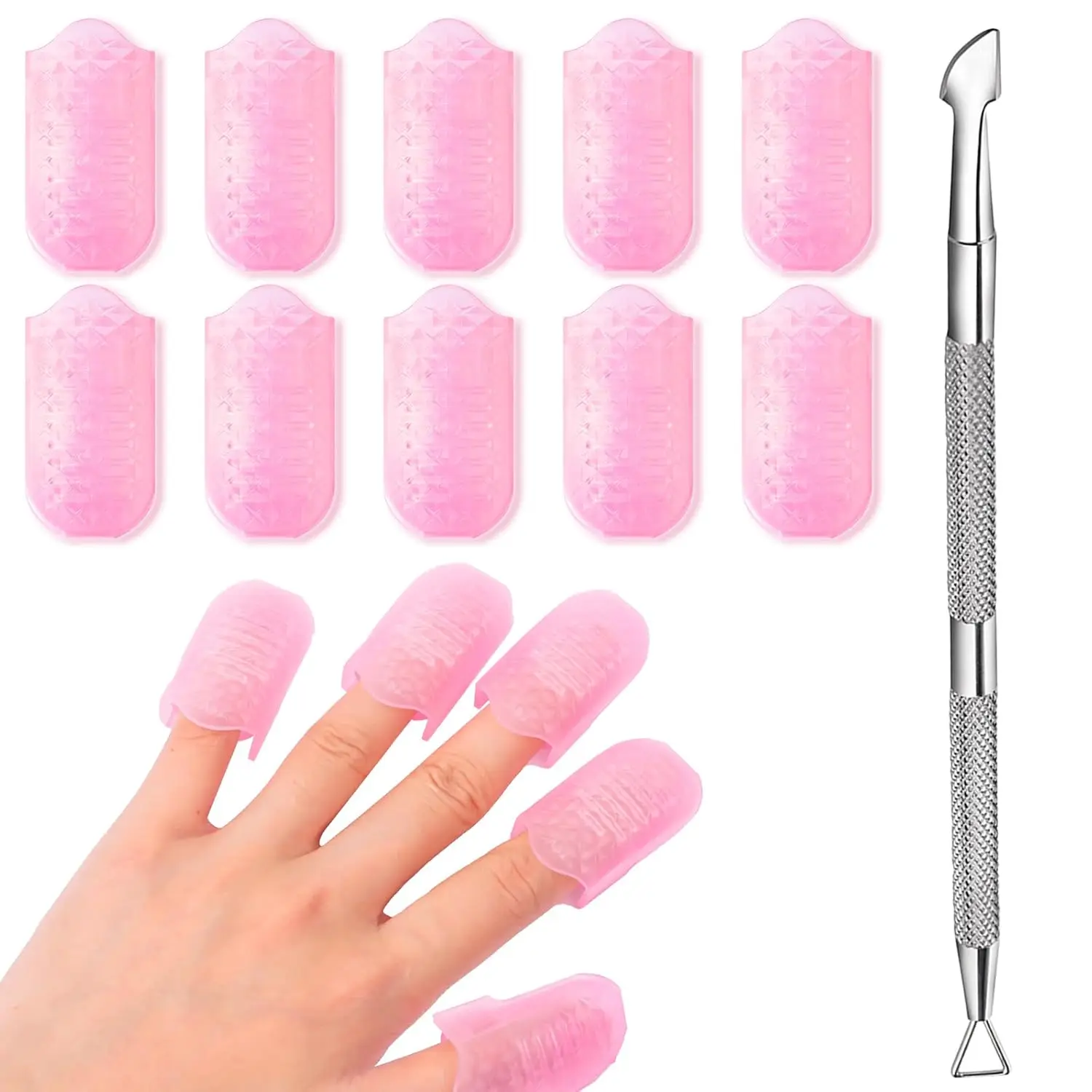 Makartt Nail Polish Remover Tools Kit 10 Pcs Soak Off Cap Clips Double-Ended Cuticle Pusher UV Gel Polish Removal