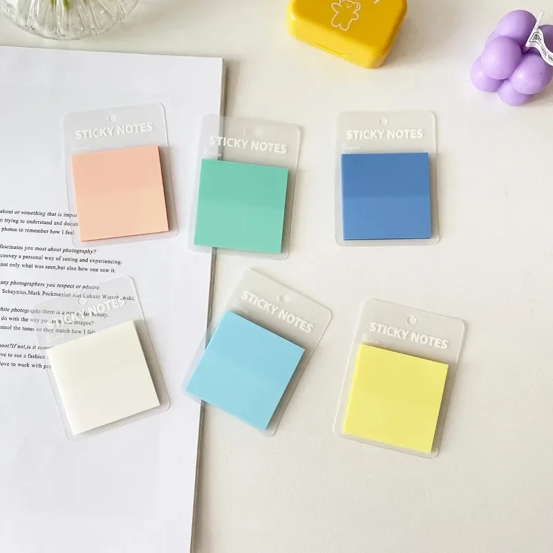 50 Pcs/pack Solid Color Sticky Notes Memo Pad Diary Stationery Flakes Scrapbook Decorative Transparent N Times Sticky 2
