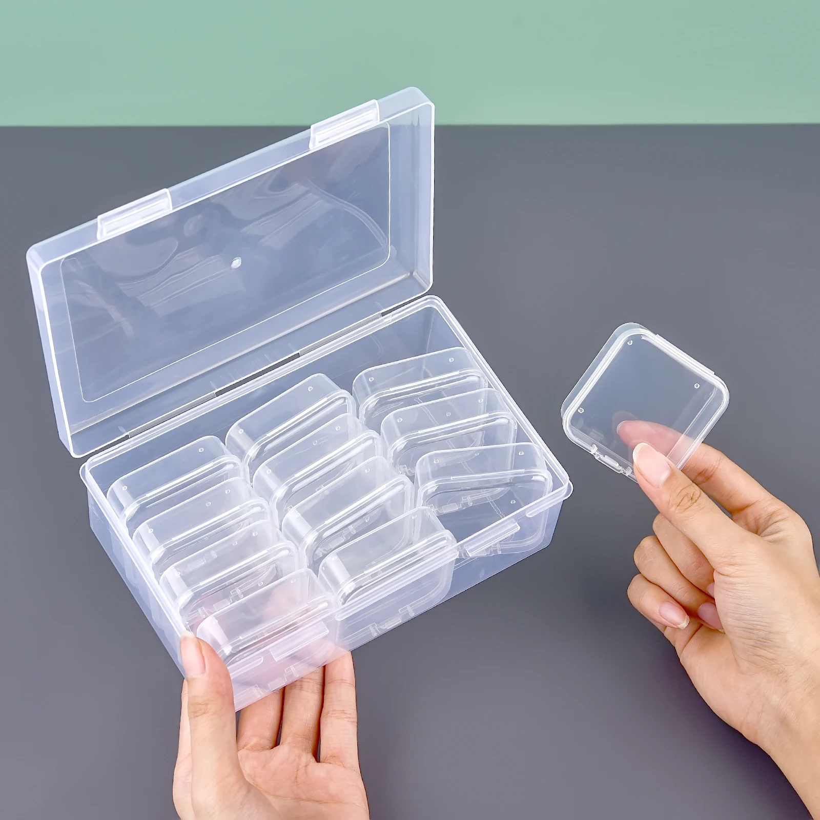 1 Set Beaded Storage Box Nail Art Jewelry Earring Box Plastic Seed Bottle DIY Diamond-Painting Rhinestone Craft Accessories