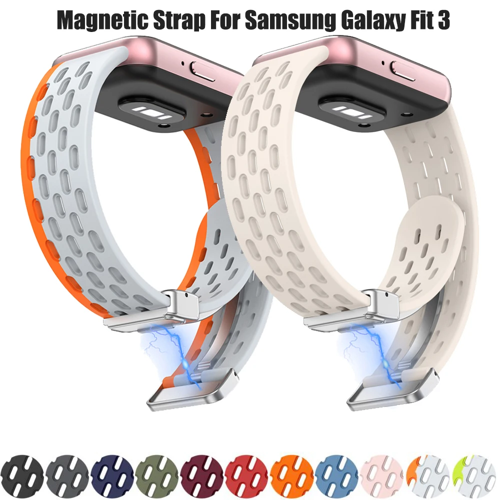 Magnetic Silicone Loop Band with Metal Buckle - Breathable Strap Bracelet