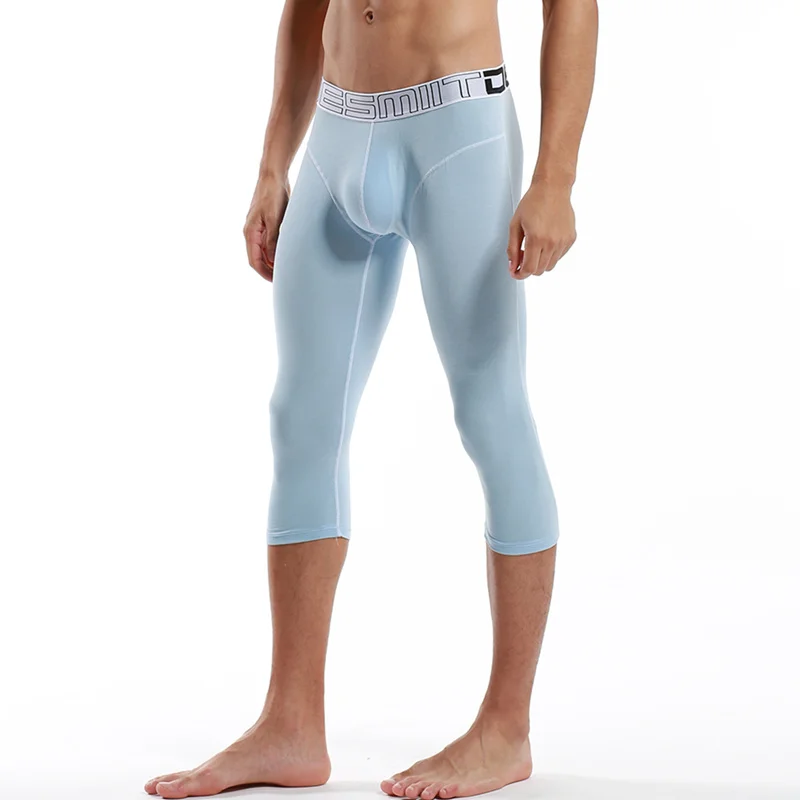 3/4 Leggings Men Compression Pants Running Gym Tights Fitness Leggins Sportswear Shorts High Elastic Breathable Sport Long John