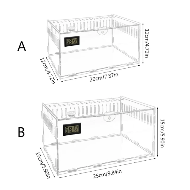 Insect Feeding Box Acrylic Clear Breeding Case for Spiders Reptiles Lizards Centipedes Small Snake 2 Size 6