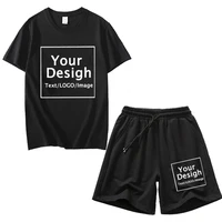 Custom Logo Men's Summer T-Shirt & Shorts Set – Breathable Sports Jogging Outfit – Premium Comfort Fit Activewear for Men