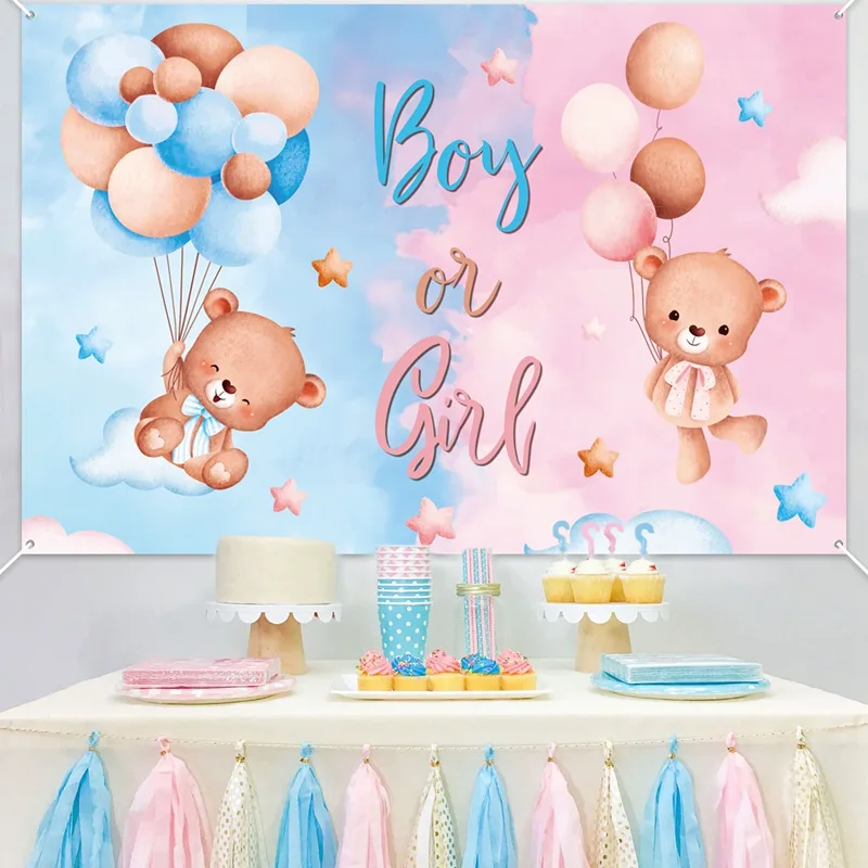 Description Picture 5 of itemGender Reveal Backdrop Photocall Ggender Reveal Party Banner Background Happpy Birthday Pary Decor Kids Boy Girl Baby Shower