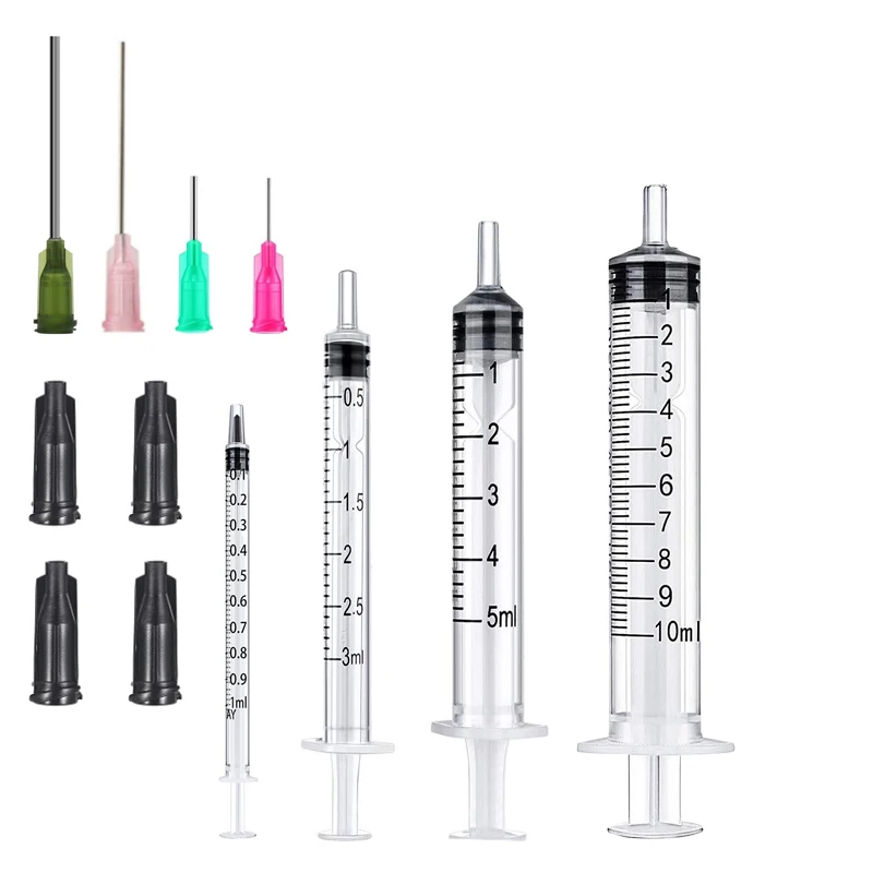 4Pcs Syringes with 4pcs 14G-25G Blunt Tip Needles And 4pcs Cap for Industrial Dispensing Syringe Epoxy Resin Kits