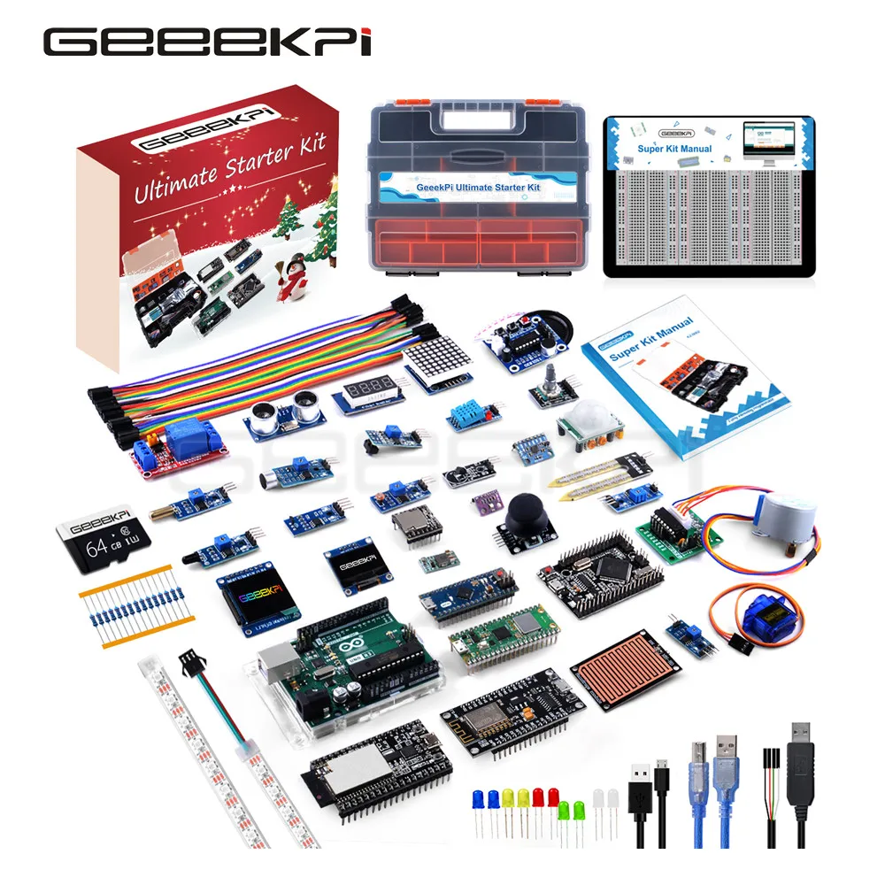 

GeeekPi Ultimate Starter Kit Includes Raspberry Pi Pico, Arduino UNO, Arduino Mega2560, ESP32-WROVER, ESP8266