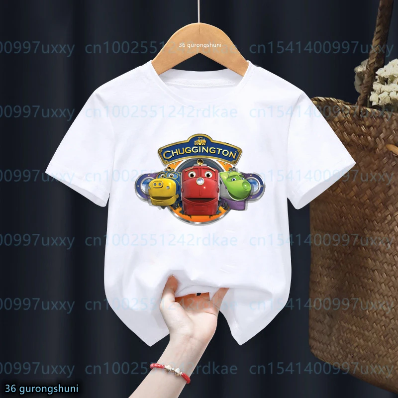 2023 T-Shirt Per Ragazzi Animazione Divertente Chuggington Small Truck Print Magliette Per Bambini Cute Boys Girls Clothes Camicia Bianca Top