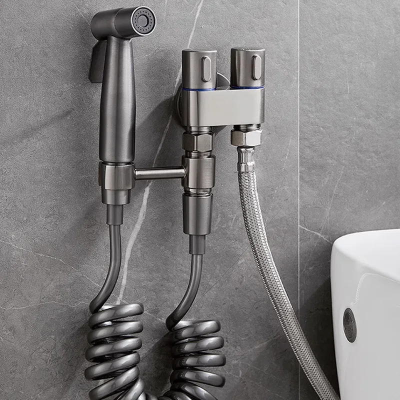 1-in-2-out Dual Control Valve, Double Control Mini Shower,Extra Long Hose High Pressure Bathroom Faucet Kit for Bidet And Shower 2