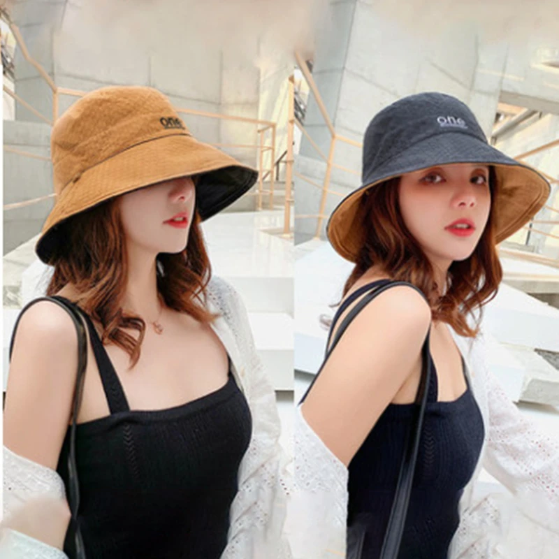 Cotton Double-Sided Letter Embroidery Fisherman Hat For Women Outdoor Fishing Cap Casual Panama Bucket Cap Sunscreen Sun Cap frog bucket hat