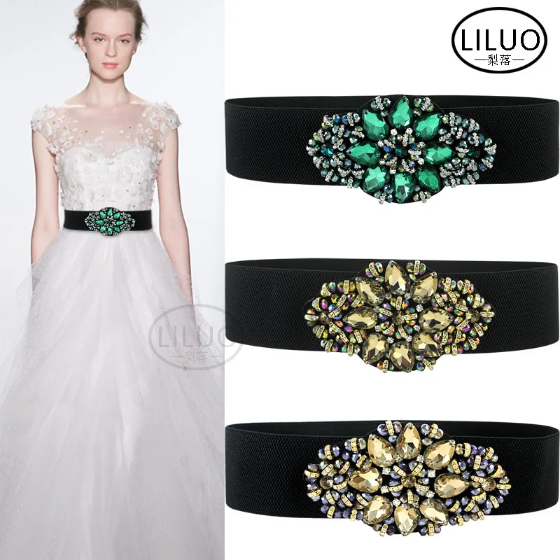 Fashion Rhinestone Inlaid Belt For Women Dresses Full Crystal Waist Belt For Coats Down Fashion Luxury Ladies Decoration Belt elastic waistband with rhinestone belt dress shirt decoration wide belts ladies waist seal corset cummerbunds