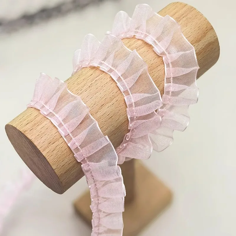 Clear Glass Yarn Pleated Lace DIY Handmade Doll Dress Skirt Trim Flower Basket Picture Frame Sewing Accessories 8 colors lace fabric,lace ribbon,lace garment accessories,lace sewing supplies,lace decoration,lace accessories,lace sewing accessories