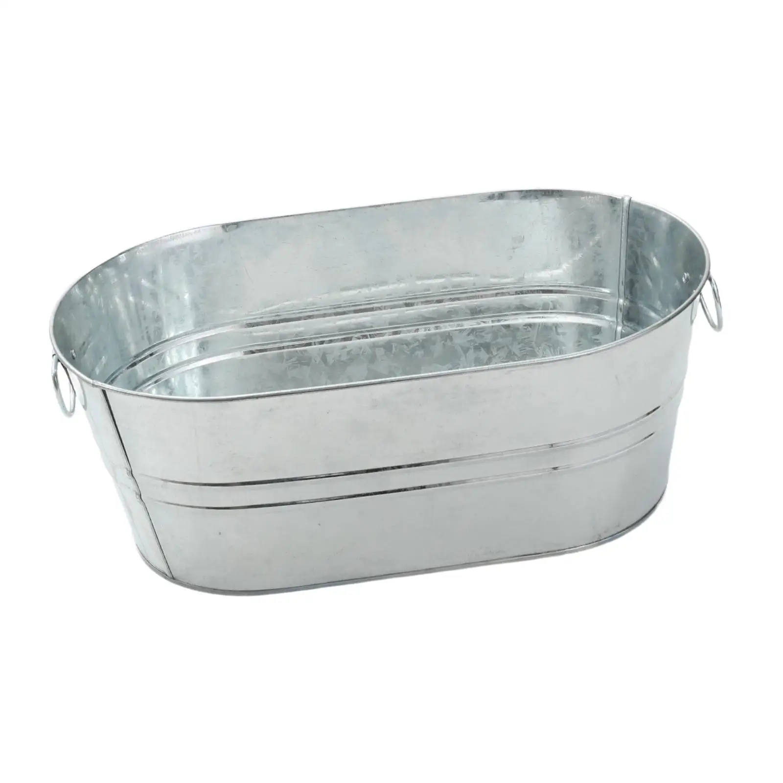 Galvanized Oval Beverage Tub Ice Bucket Portable with Handle Tin Wine Bucket Ice Tub for Cocktails Champagne Wine Restaurant